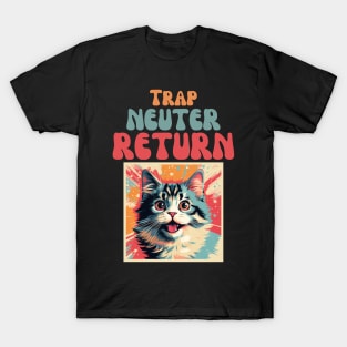 Trap Neuter Return Cat Design - Supporting Feral Cats' Welfare T-Shirt